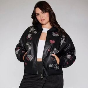 Hello Kitty X Forever 21 Colab Bomber Jacket, Rhinstone Hello Kitty Design. EUC